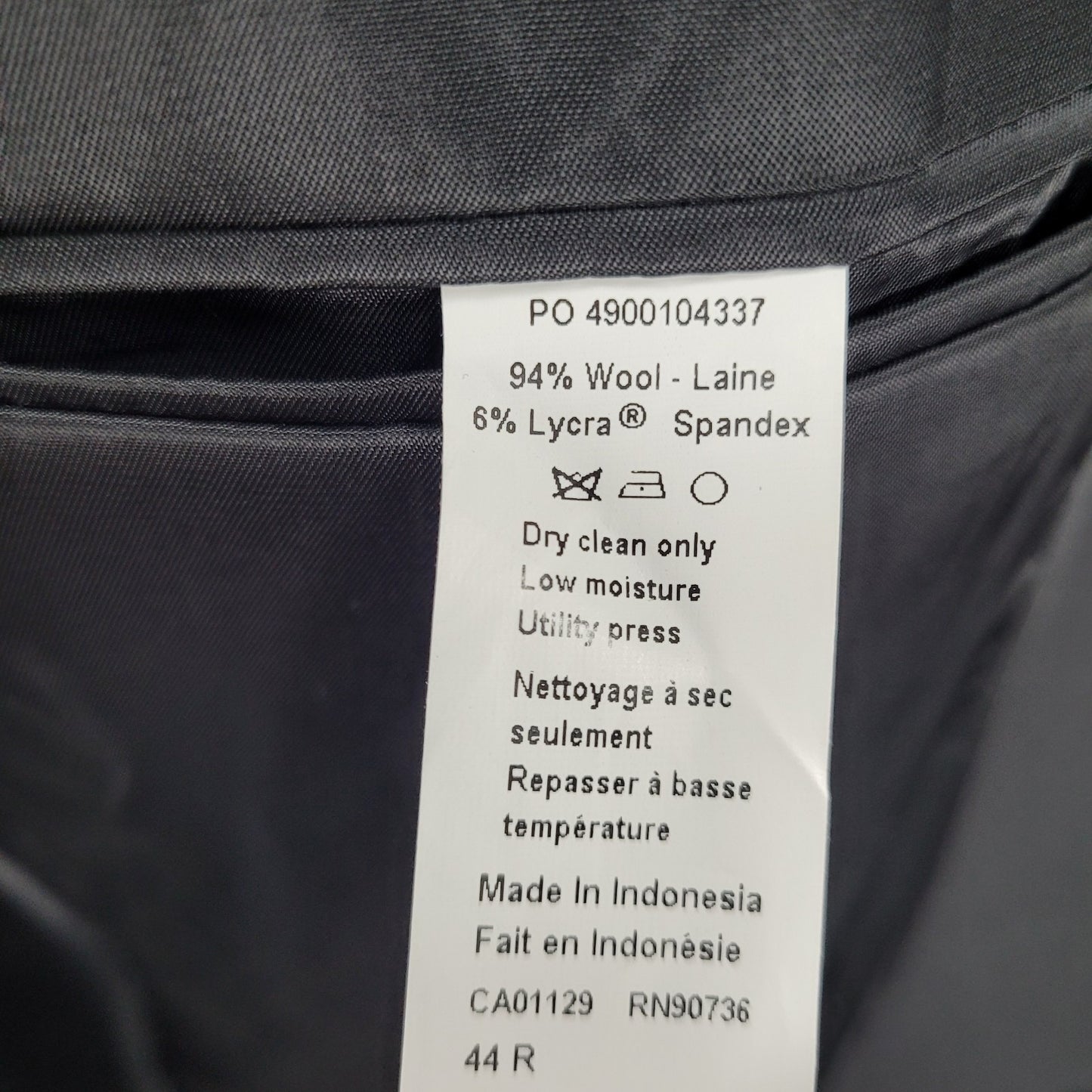 Calvin Klein Black Wool Stretch 2 Button Vented Notch Blazer Sport Coat 44R