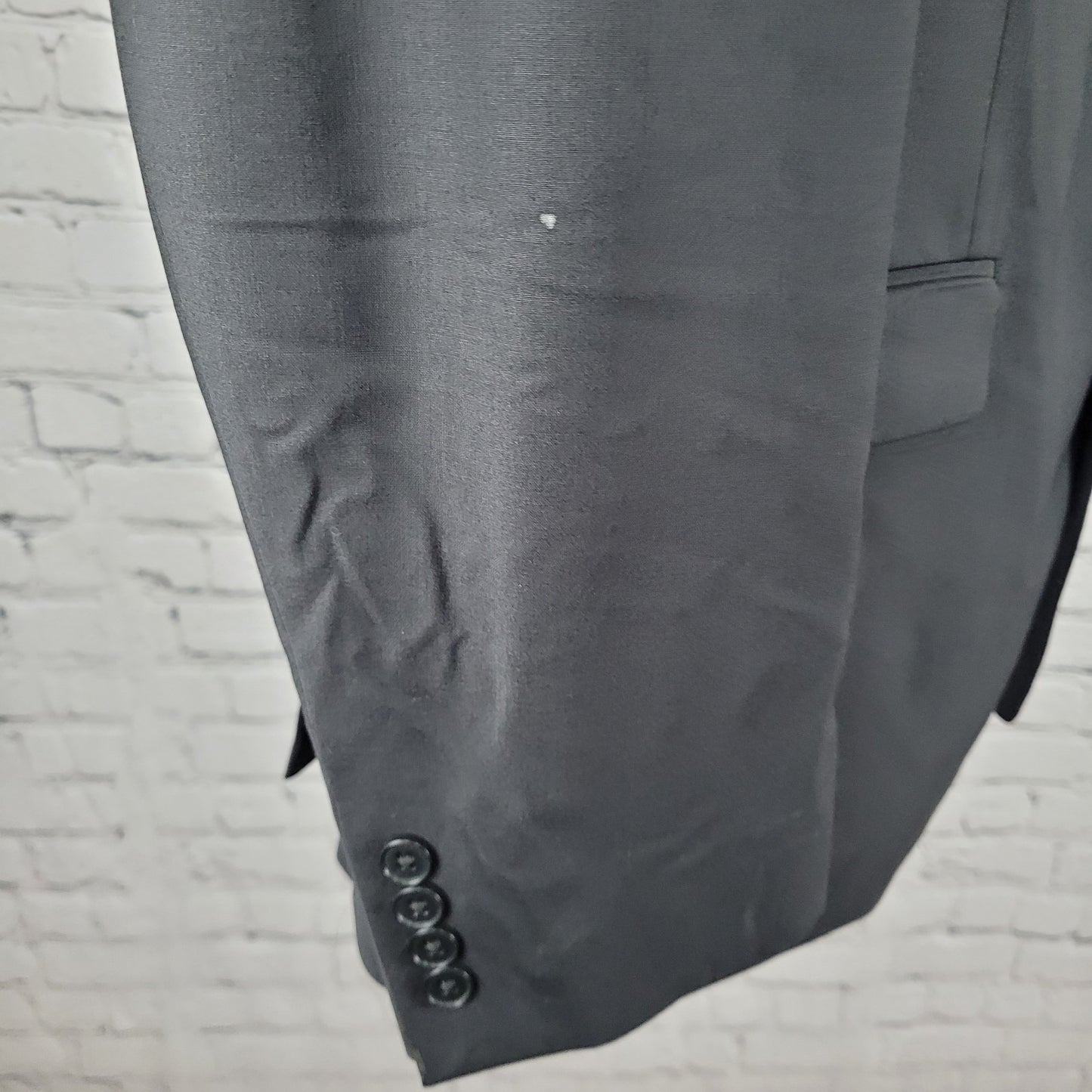 Calvin Klein Black Wool Stretch 2 Button Vented Notch Blazer Sport Coat 44R