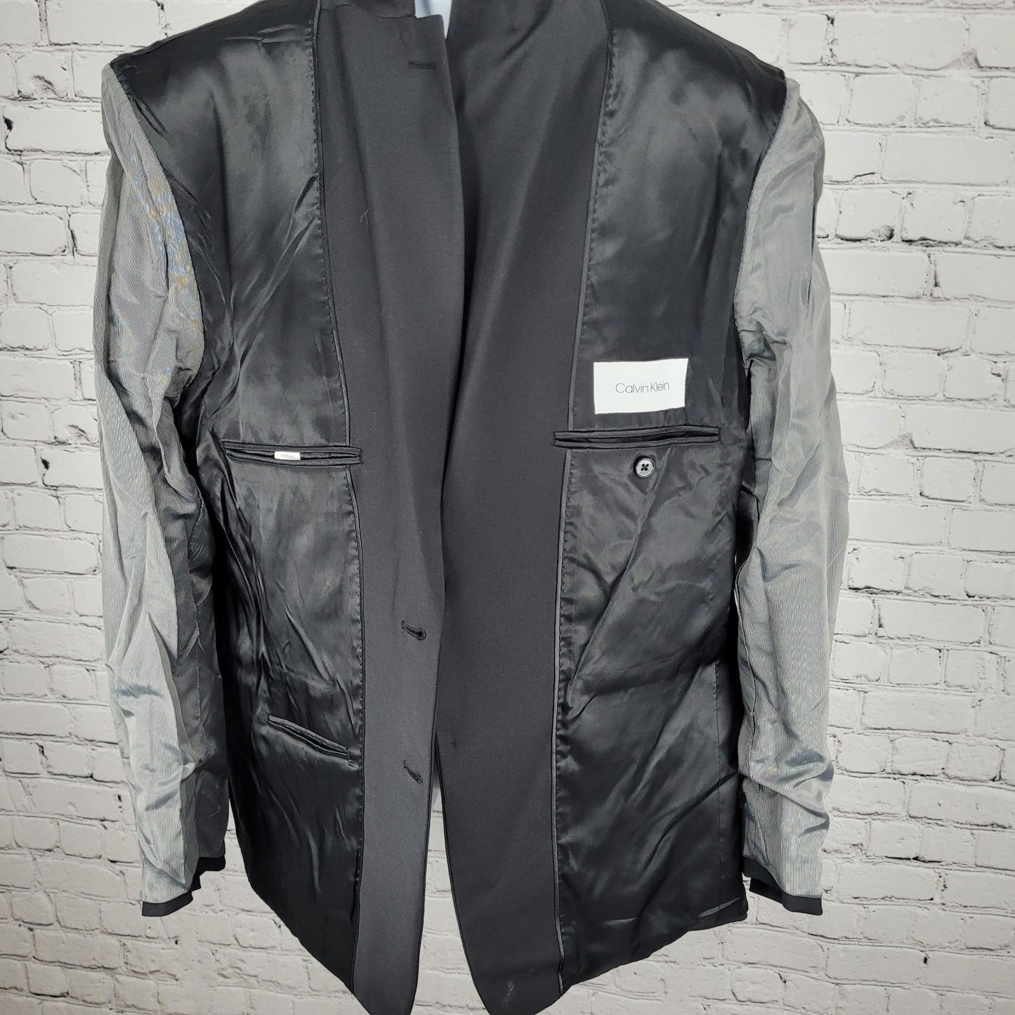 Calvin Klein Black Wool Stretch 2 Button Vented Notch Blazer Sport Coat 44R