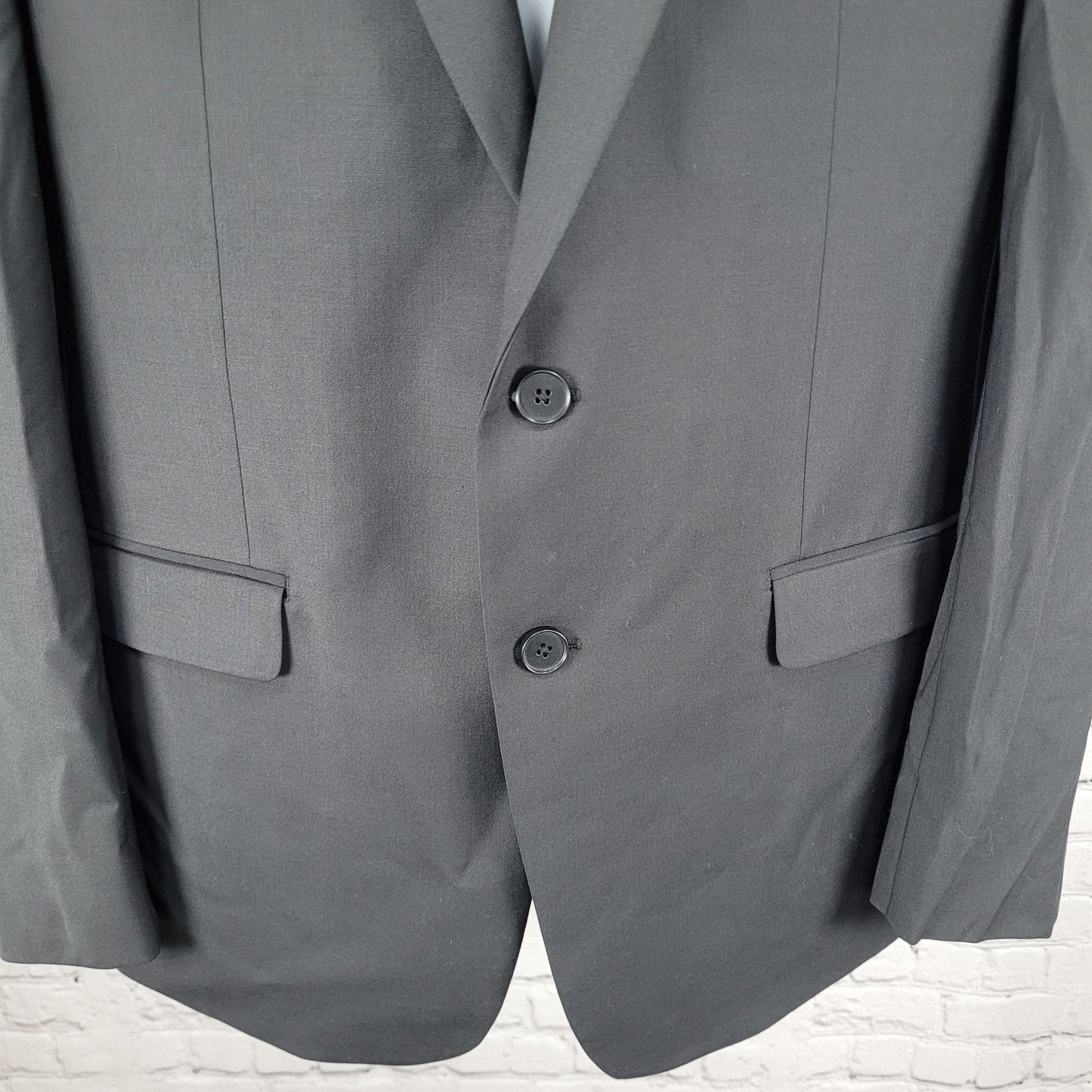 Calvin Klein Black Wool Stretch 2 Button Vented Notch Blazer Sport Coat 44R