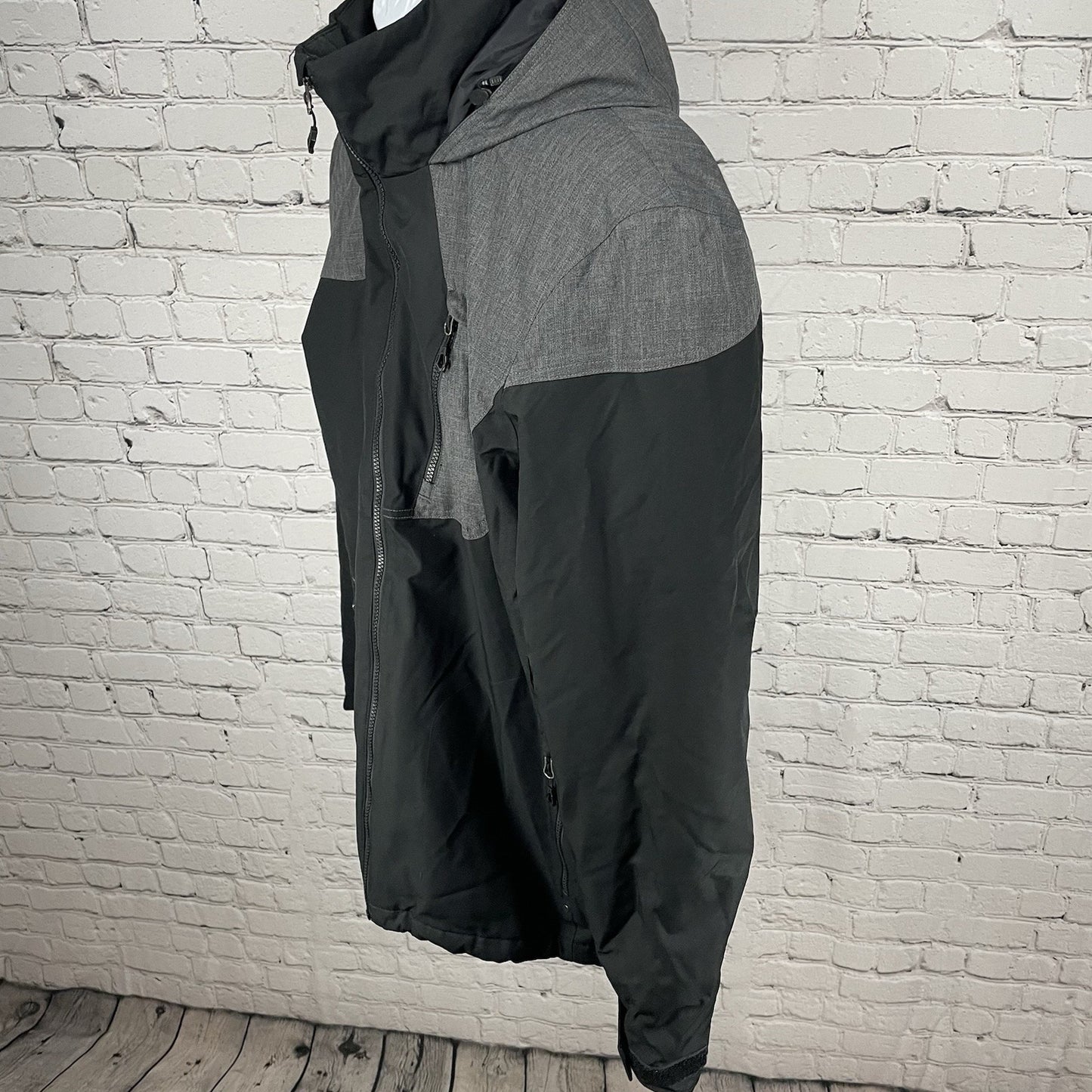 Spyder Black Thinsulate Insulated Double Zipped Hooded Jacket Pockets Size XL
