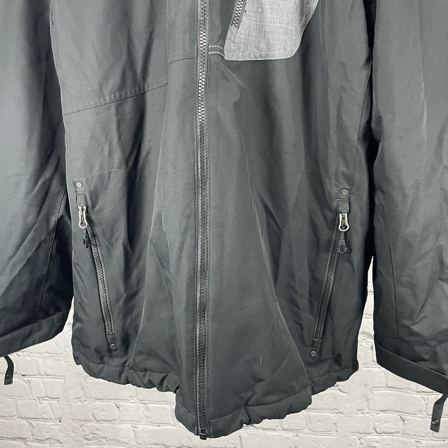 Spyder Black Thinsulate Insulated Double Zipped Hooded Jacket Pockets Size XL