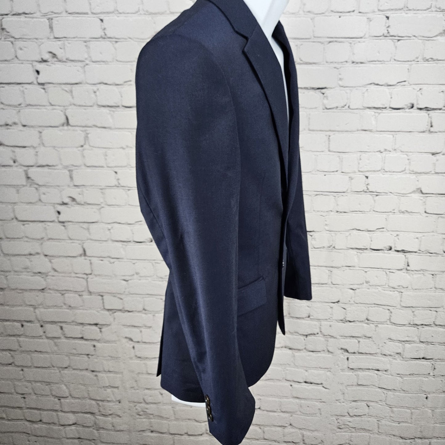 Moss London Navy Slim Fit V2 2 Button Double Vented Notch Blazer Sport Coat 36S