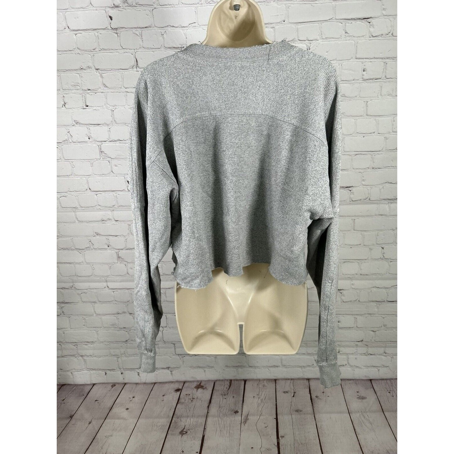 Majestic Denver Broncos Gray Raw Hem Cropped Pullover Sweatshirt Women’s L