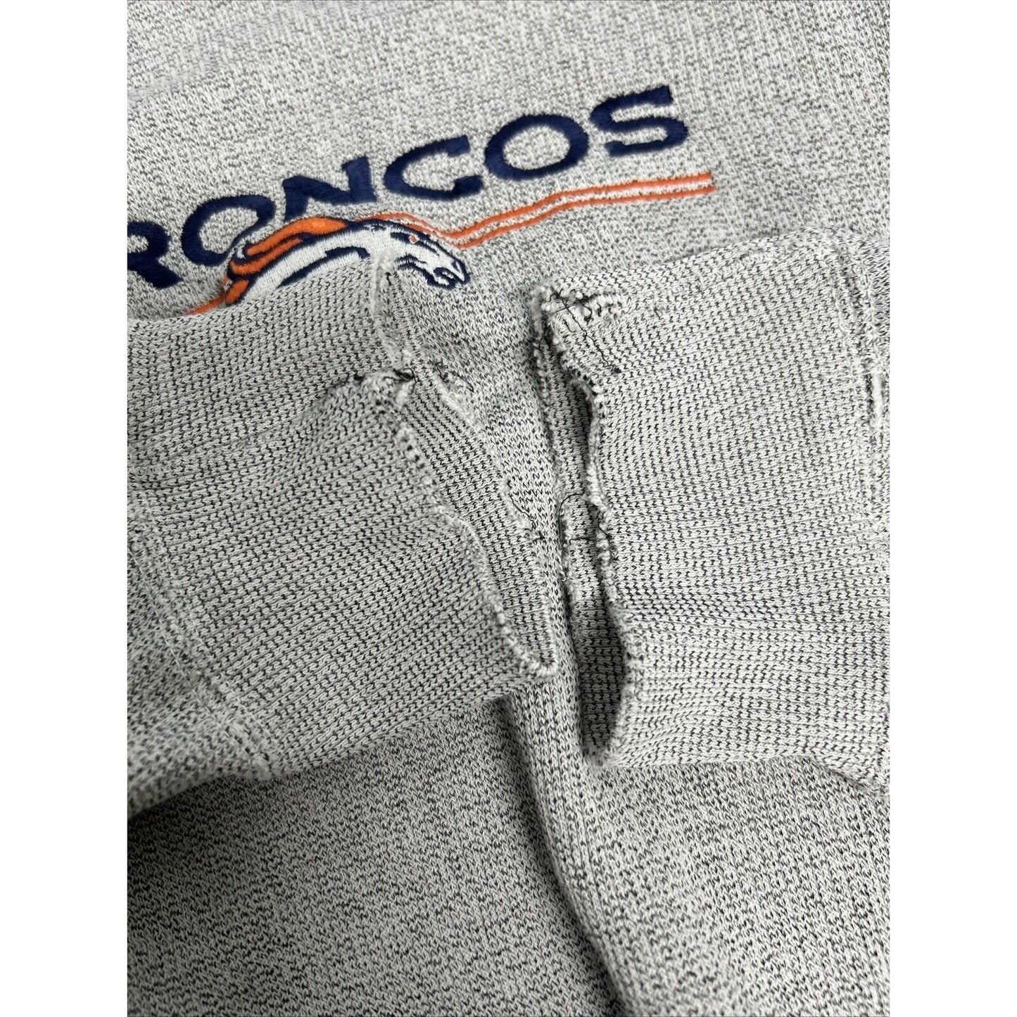 Majestic Denver Broncos Gray Raw Hem Cropped Pullover Sweatshirt Women’s L