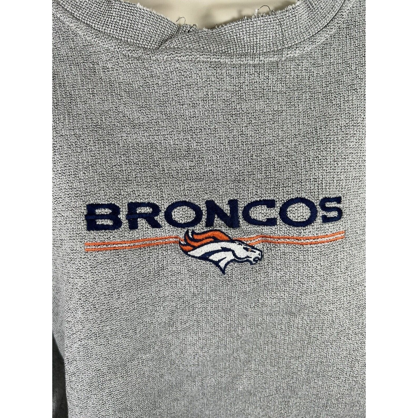 Majestic Denver Broncos Gray Raw Hem Cropped Pullover Sweatshirt Women’s L