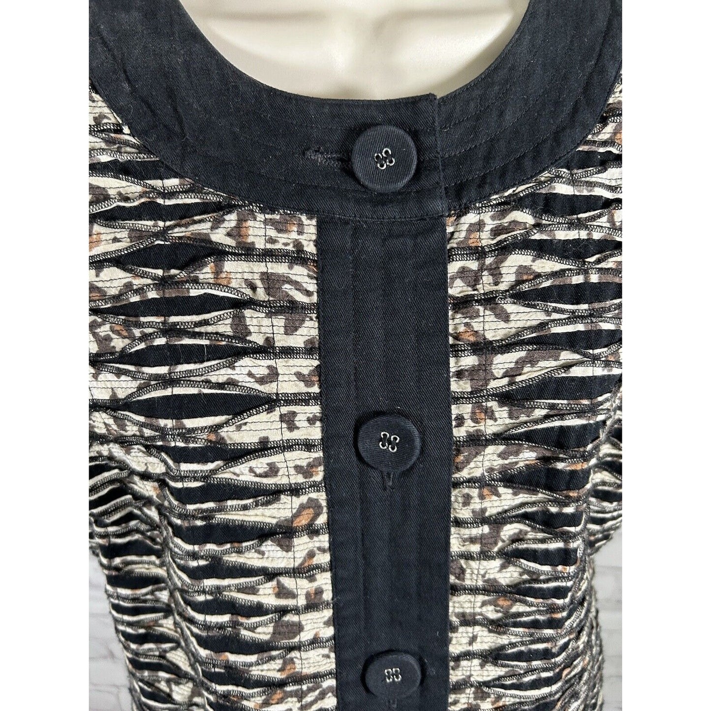 Chico's Button Up Cheetah Print 100% Cotton 3/4 Sleeve Women’s Jacket Size XS
