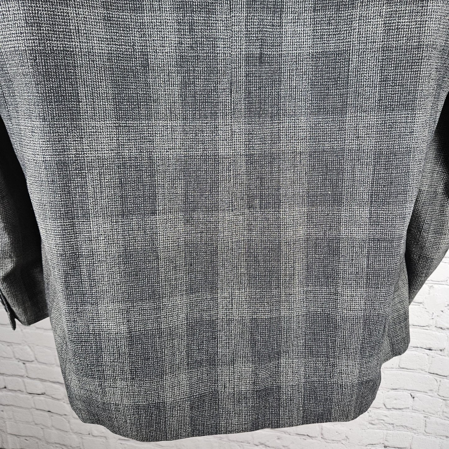 VTG Mark Shale Grey Check Double Breasted Notch Blazer Sport Coat USA 42