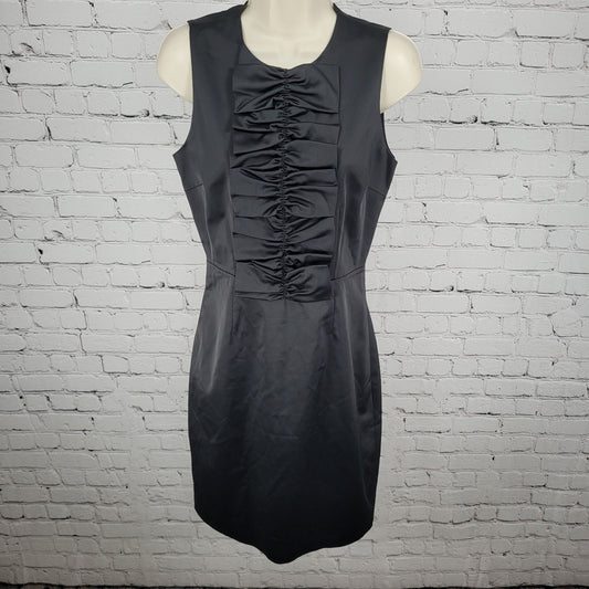 Kate Spade Black Ruched Sleeveless Gold Zipper Lined A Line Short Dress Size 4