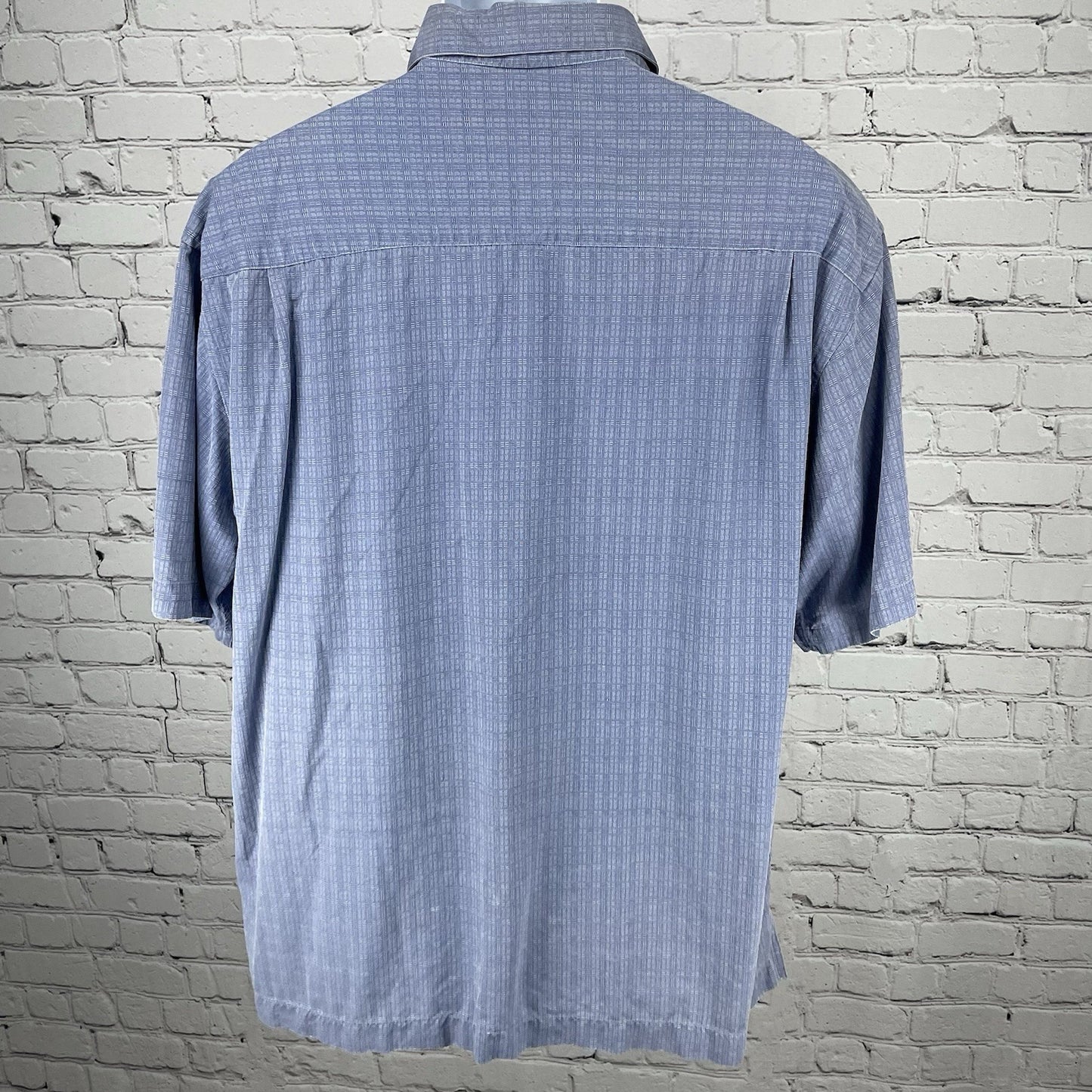 Sette Ponti Blue 100% Silk Lightweight Button Up Short Sleeve Shirt Size XL