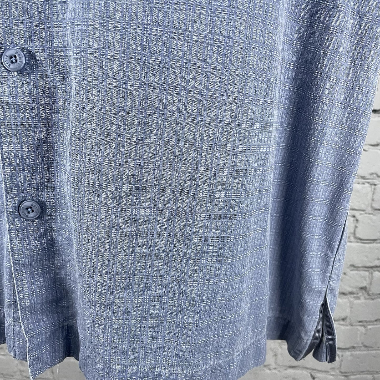 Sette Ponti Blue 100% Silk Lightweight Button Up Short Sleeve Shirt Size XL