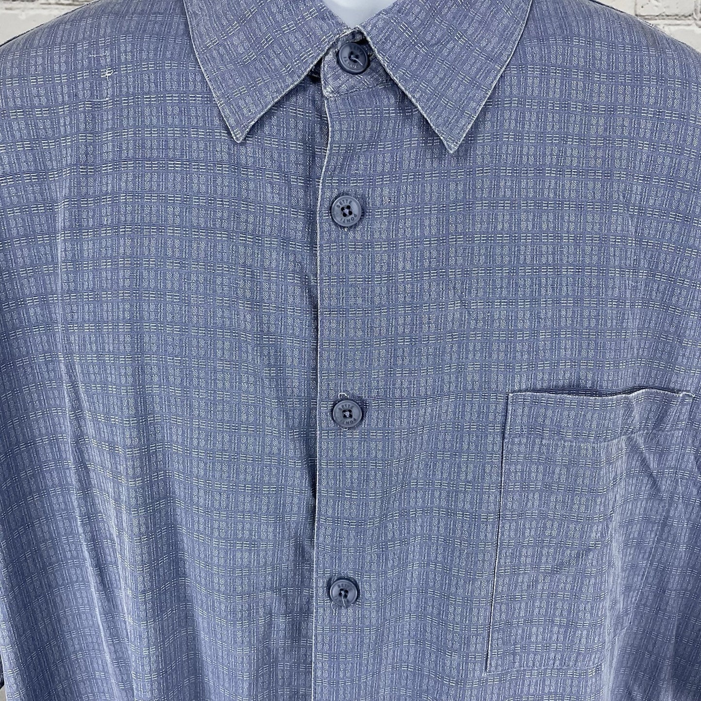 Sette Ponti Blue 100% Silk Lightweight Button Up Short Sleeve Shirt Size XL