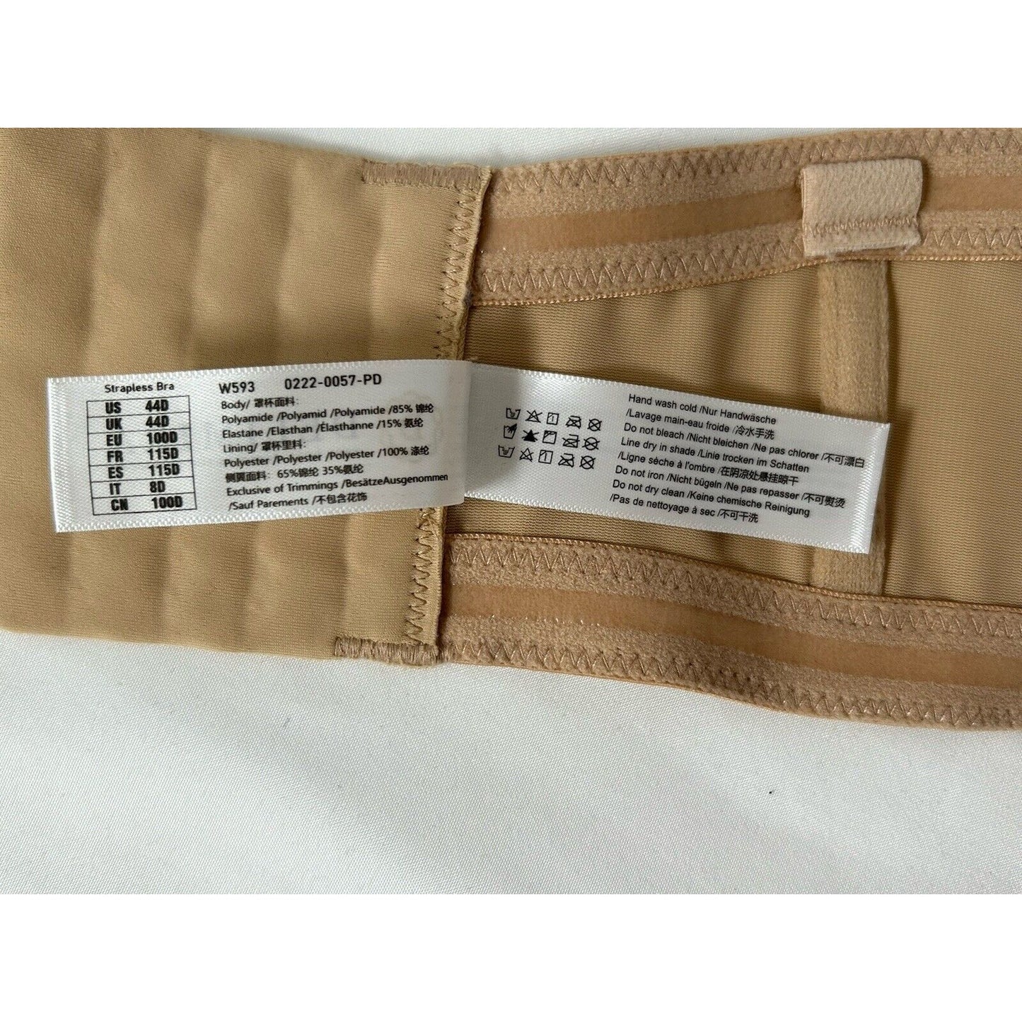 Delimira Beige Nude Strapless 4-Hook Back Closure Dress Women’s Bra 44D