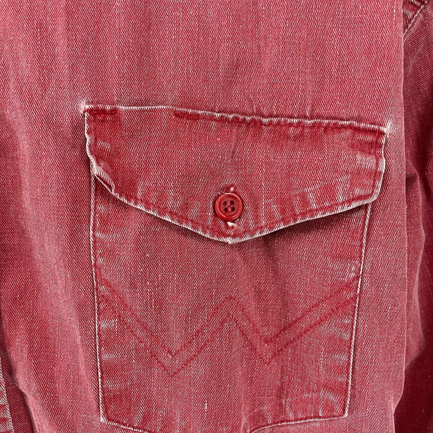 VTG Wrangler Muted Red X-Long Tails Button Up Long Sleeve Shirt Size 17.5-36
