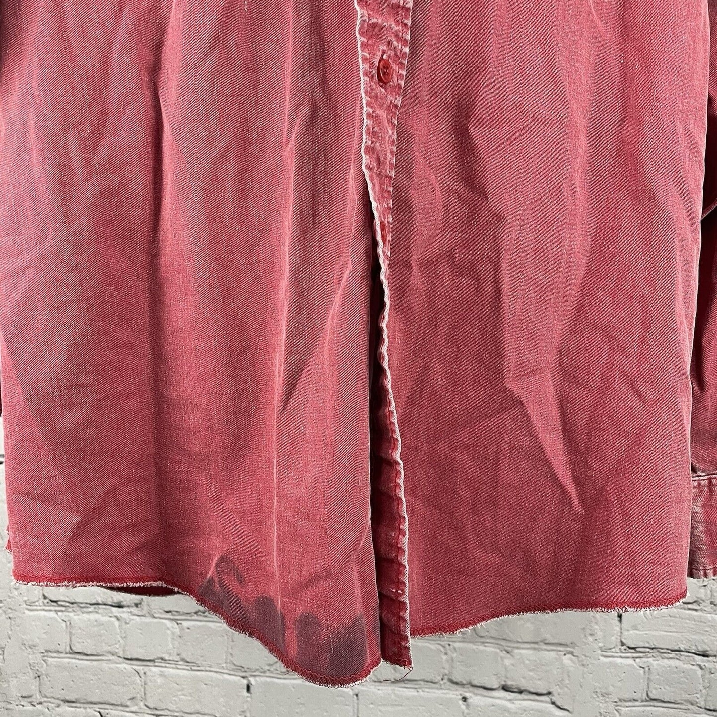 VTG Wrangler Muted Red X-Long Tails Button Up Long Sleeve Shirt Size 17.5-36