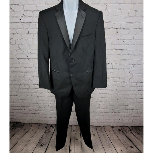 Ike Evening Black 100% Wool Super 120's Slim Fit Full Tuxedo Suit 39S (33-35x29)