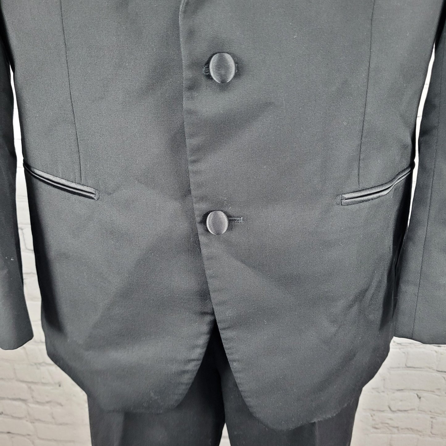 Ike Evening Black 100% Wool Super 120's Slim Fit Full Tuxedo Suit 39S (33-35x29)