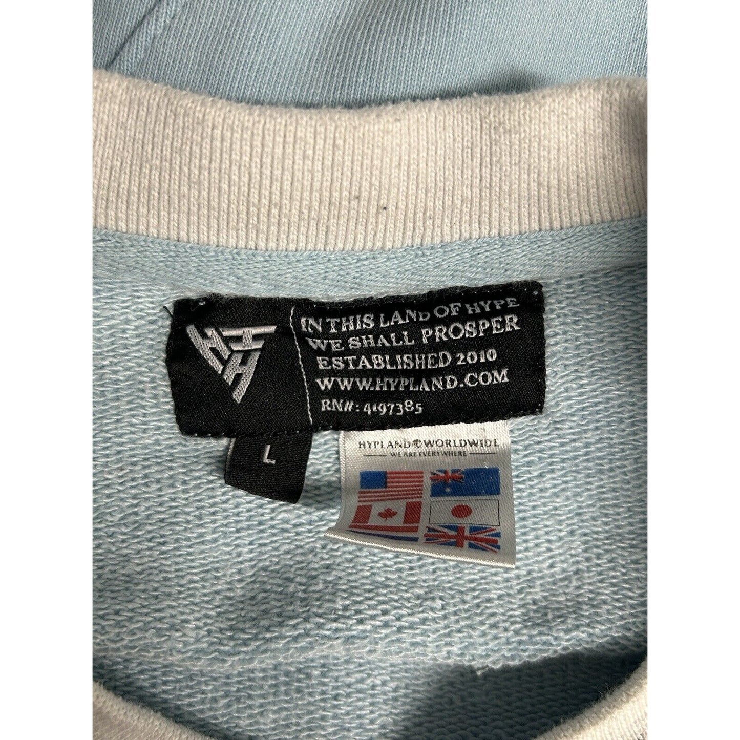 Hypland Blue Black Pullover Colorblock Sweatshirt Pockets Men’s L