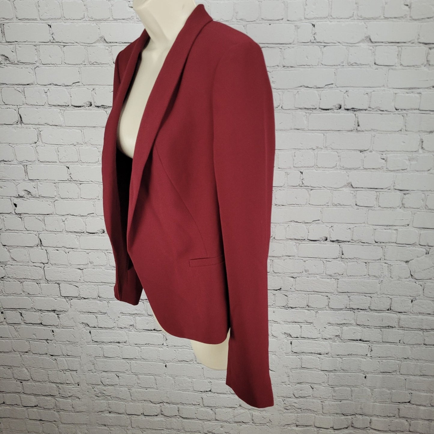 Loft Ann Taylor Deep Red Lightweight Open Shawl Lapel Blazer Jacket Size 2