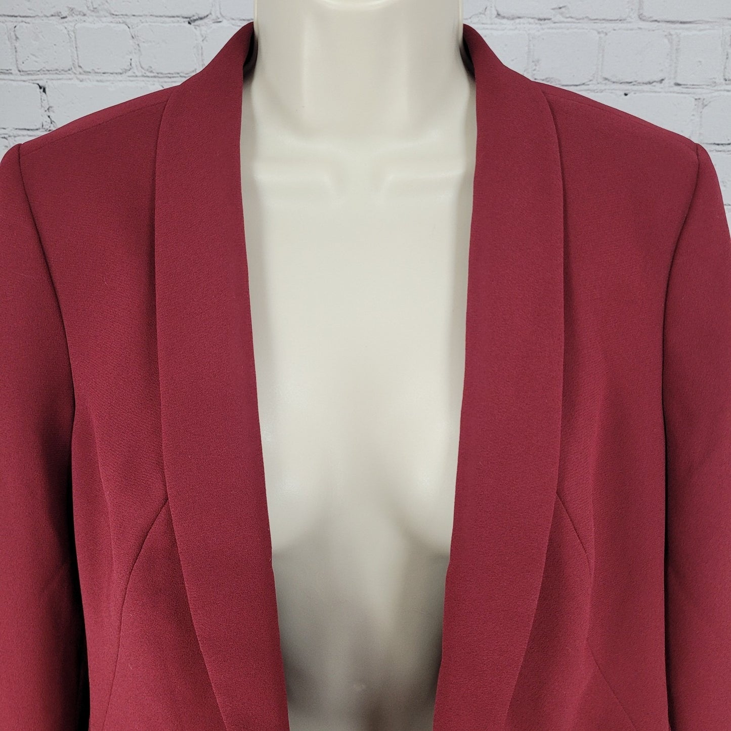 Loft Ann Taylor Deep Red Lightweight Open Shawl Lapel Blazer Jacket Size 2