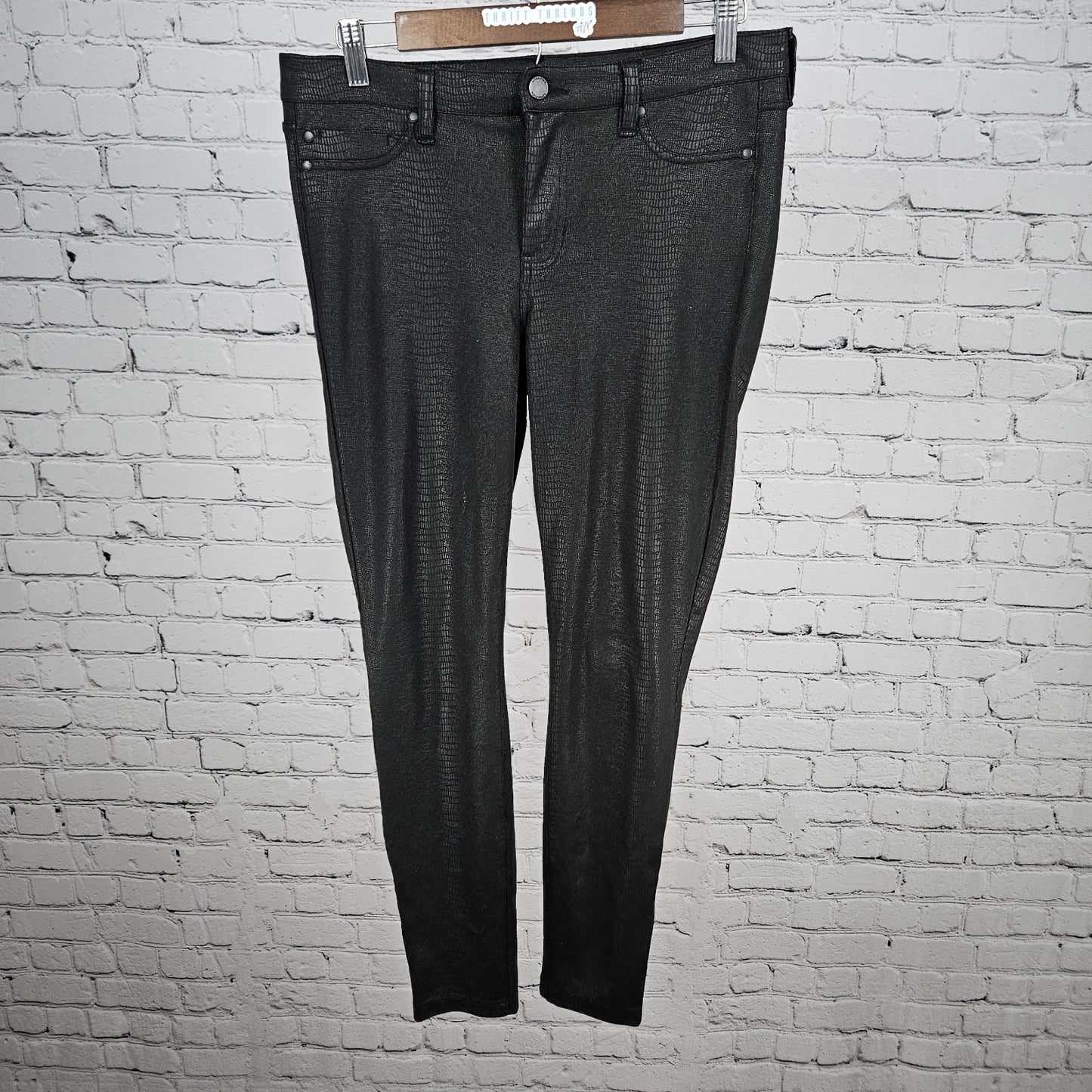 Liverpool Black Faux Snakeskin Print Mid Rise Skinny Pants Jeggings 8 (29x27)