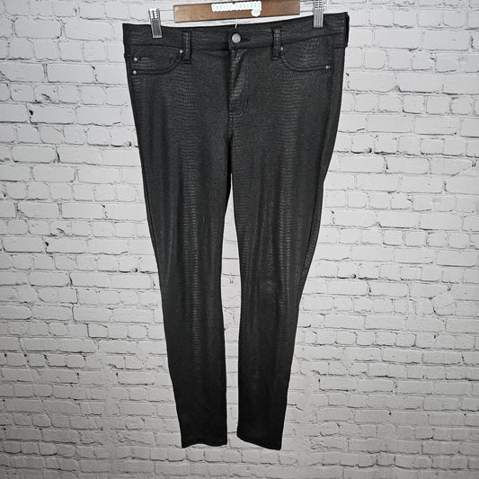 Liverpool Black Faux Snakeskin Print Mid Rise Skinny Pants Jeggings 8 (29x27)