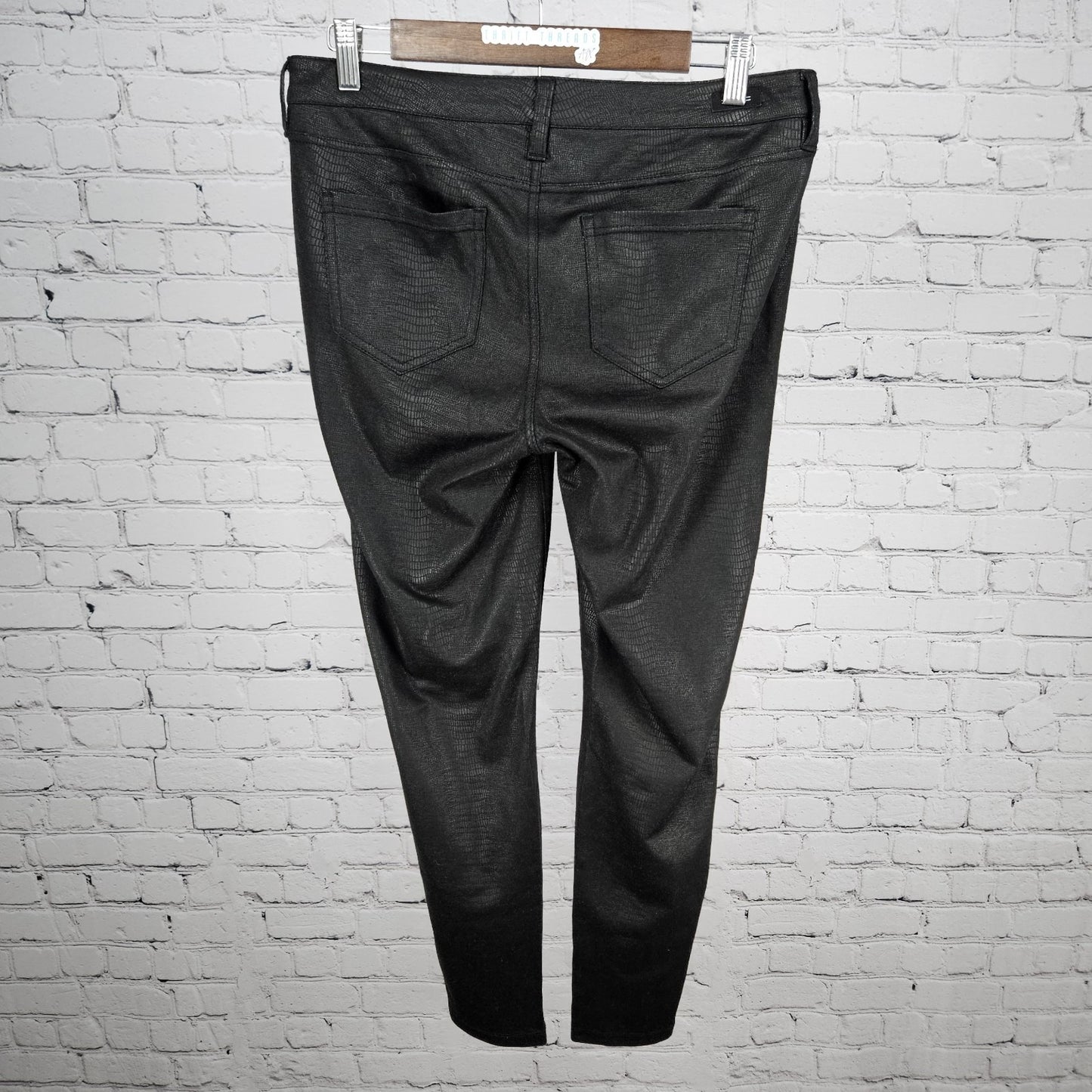 Liverpool Black Faux Snakeskin Print Mid Rise Skinny Pants Jeggings 8 (29x27)