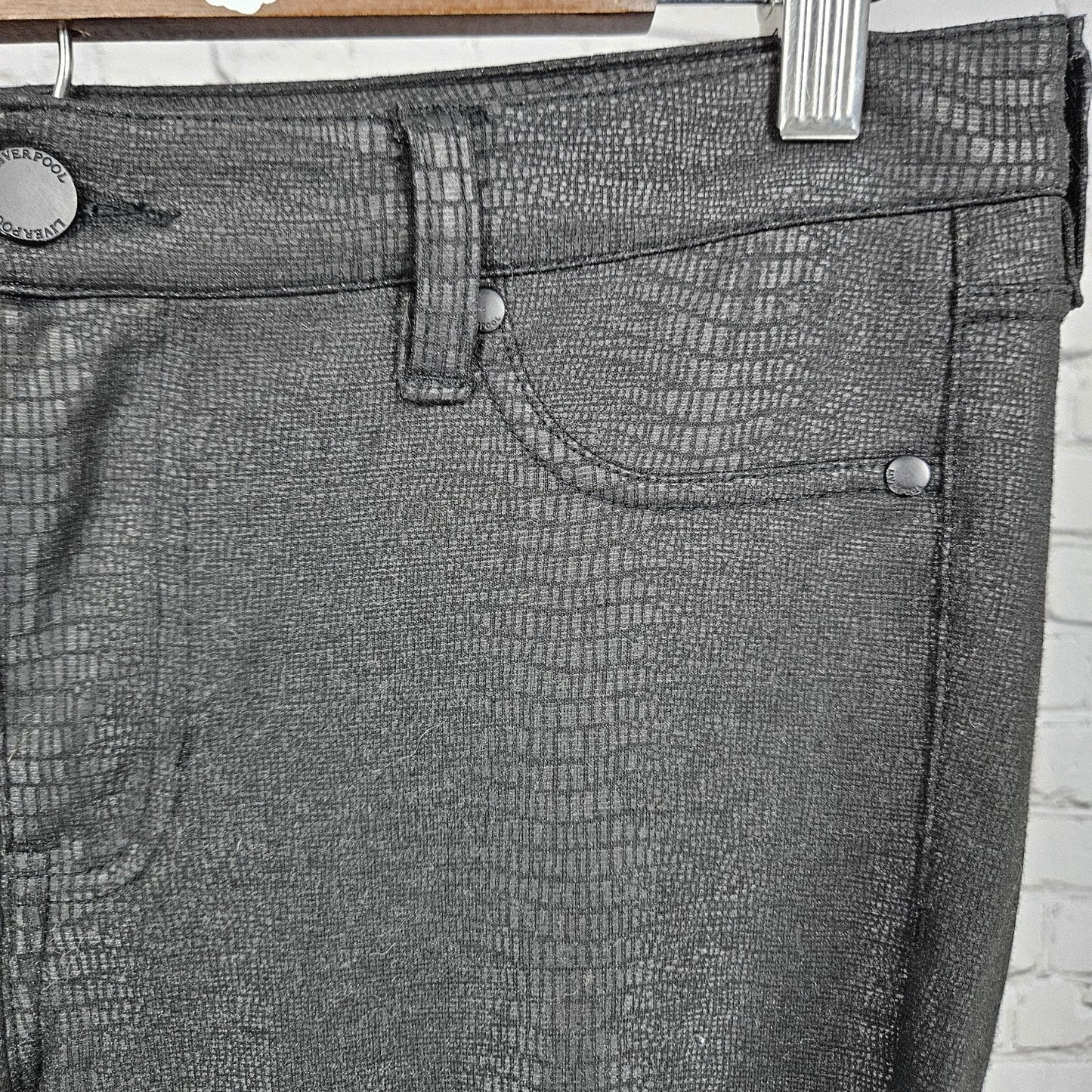 Liverpool Black Faux Snakeskin Print Mid Rise Skinny Pants Jeggings 8 (29x27)