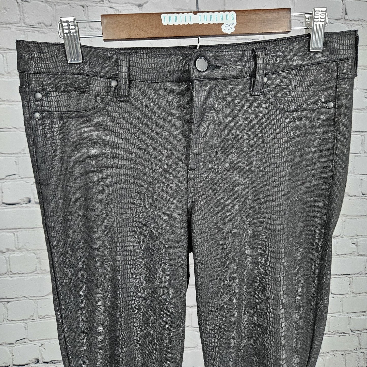 Liverpool Black Faux Snakeskin Print Mid Rise Skinny Pants Jeggings 8 (29x27)