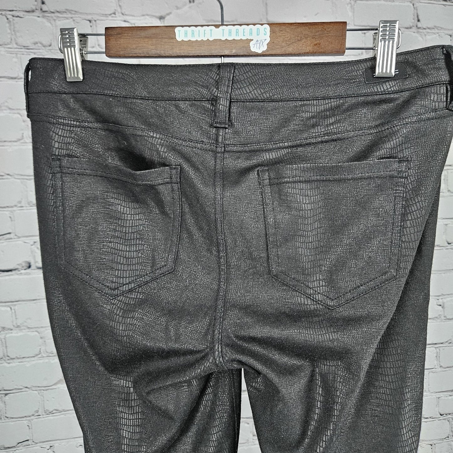 Liverpool Black Faux Snakeskin Print Mid Rise Skinny Pants Jeggings 8 (29x27)