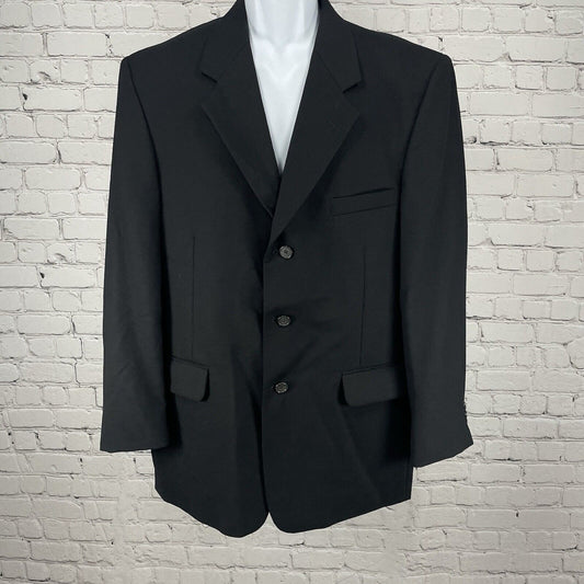 Fioravanti Black Soft Suit Blazer Jacket 3 Button Lined Made In USA Size 44