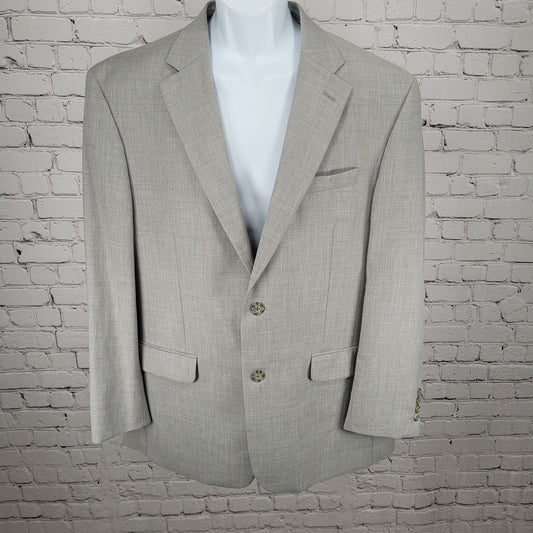 Stafford Light Grey 2 Button Single Vented Notch Blazer Sport Coat Size 44R