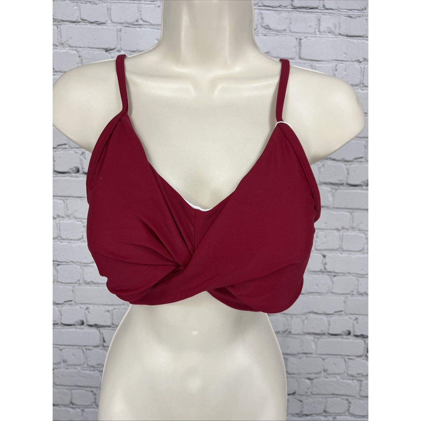 NWT Summer Mae Red Wrap Tie Bralette Bikini Tankini Padded Swimsuit Top Large L