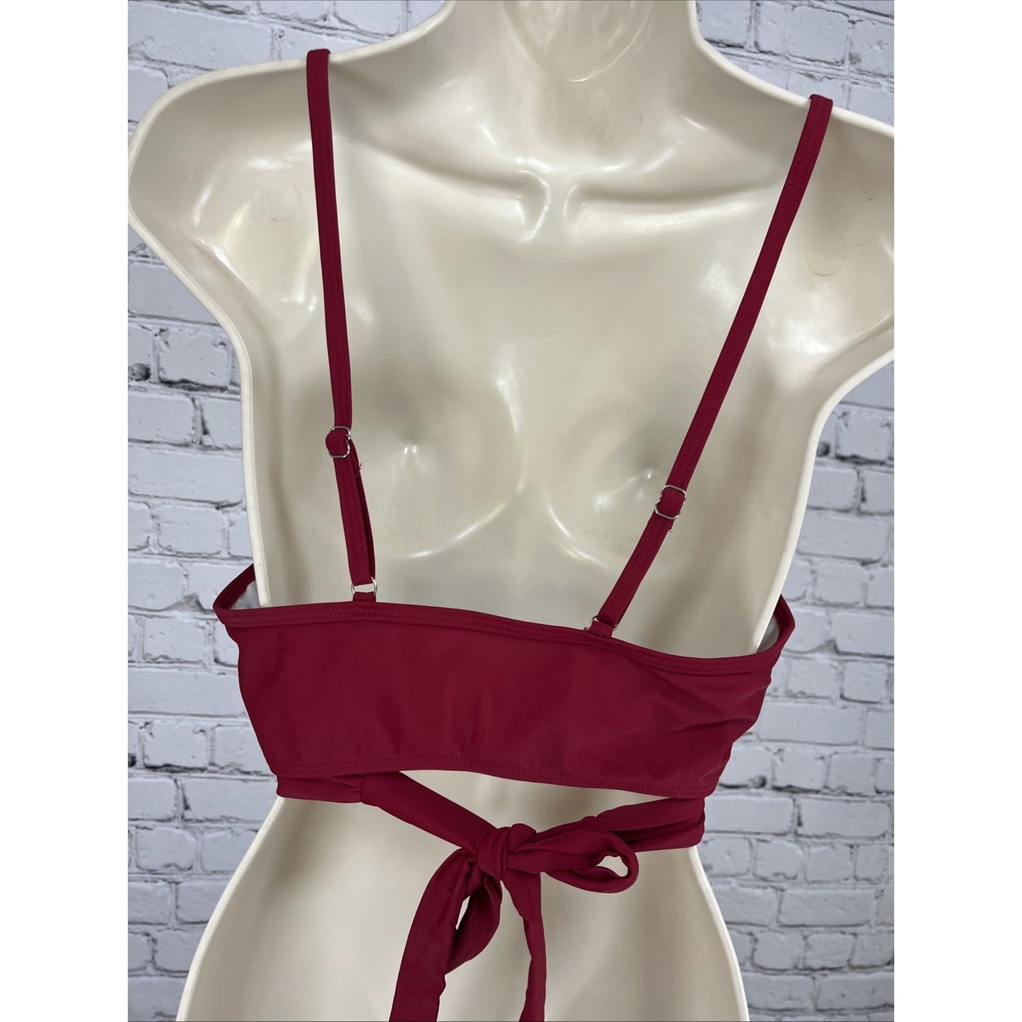 NWT Summer Mae Red Wrap Tie Bralette Bikini Tankini Padded Swimsuit Top Large L