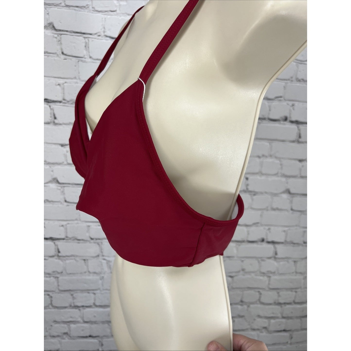 NWT Summer Mae Red Wrap Tie Bralette Bikini Tankini Padded Swimsuit Top Large L