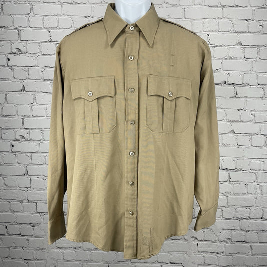 Flying Cross Brown All Weather De Luxe Tropical Long Sleeve Shirt USA Made XL