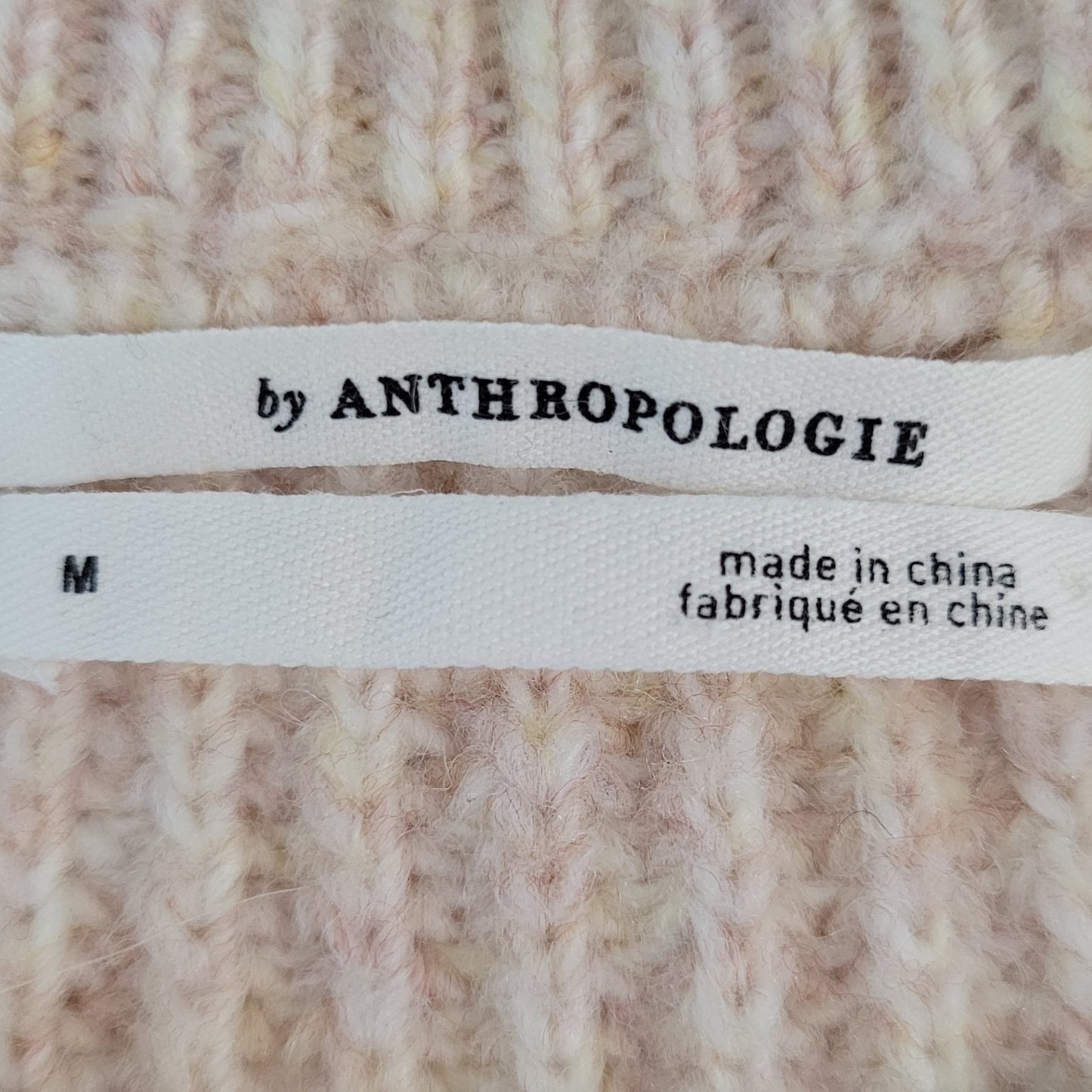 Anthropologie Beige Pink Wool Blend Boho Fringe Pullover Sweater Size Medium M