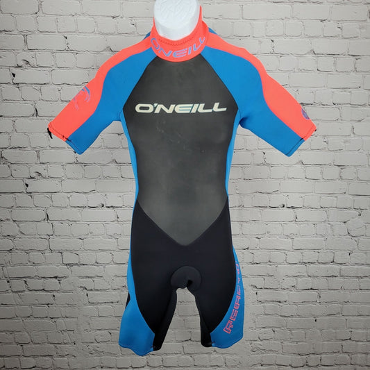 O'Neill Blue Orange Reactor 2:1mm Back Zip Shorty Springsuit Wetsuit USA Small S