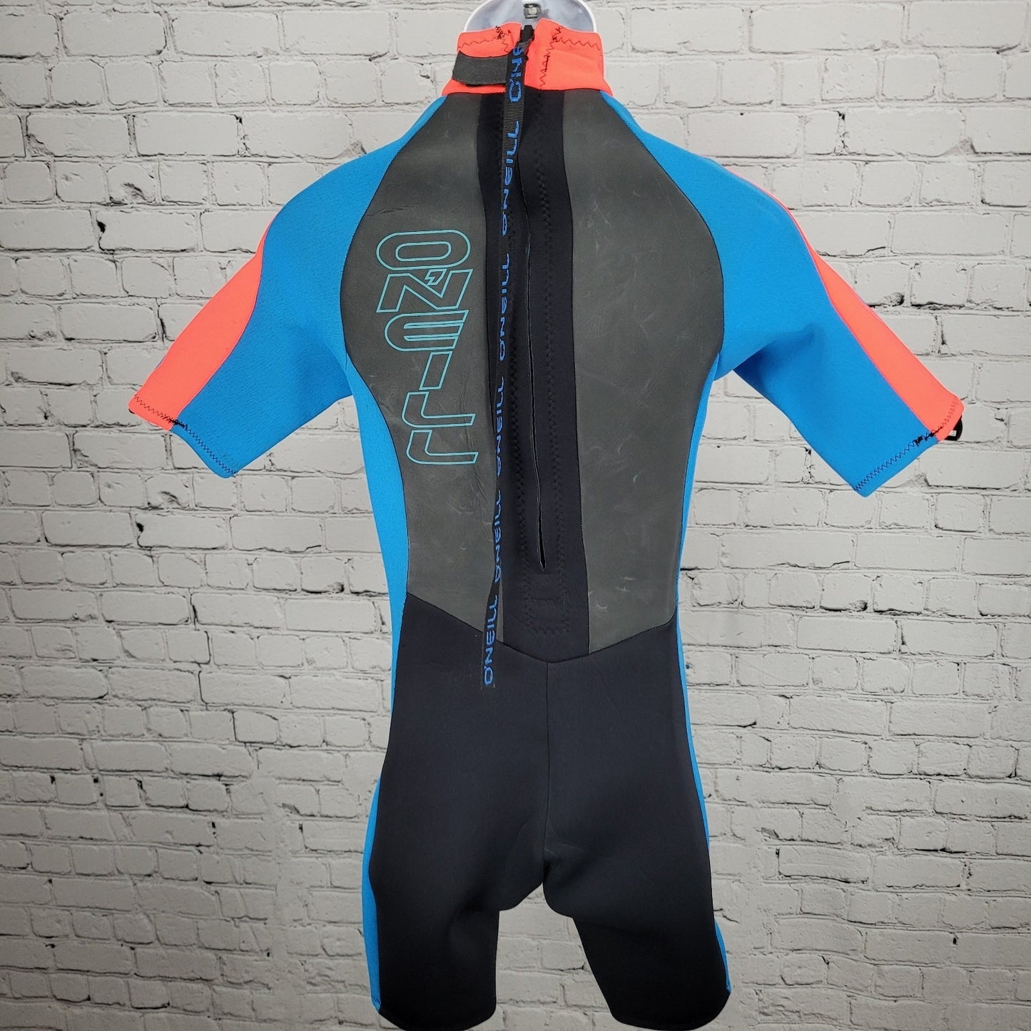 O'Neill Blue Orange Reactor 2:1mm Back Zip Shorty Springsuit Wetsuit USA Small S