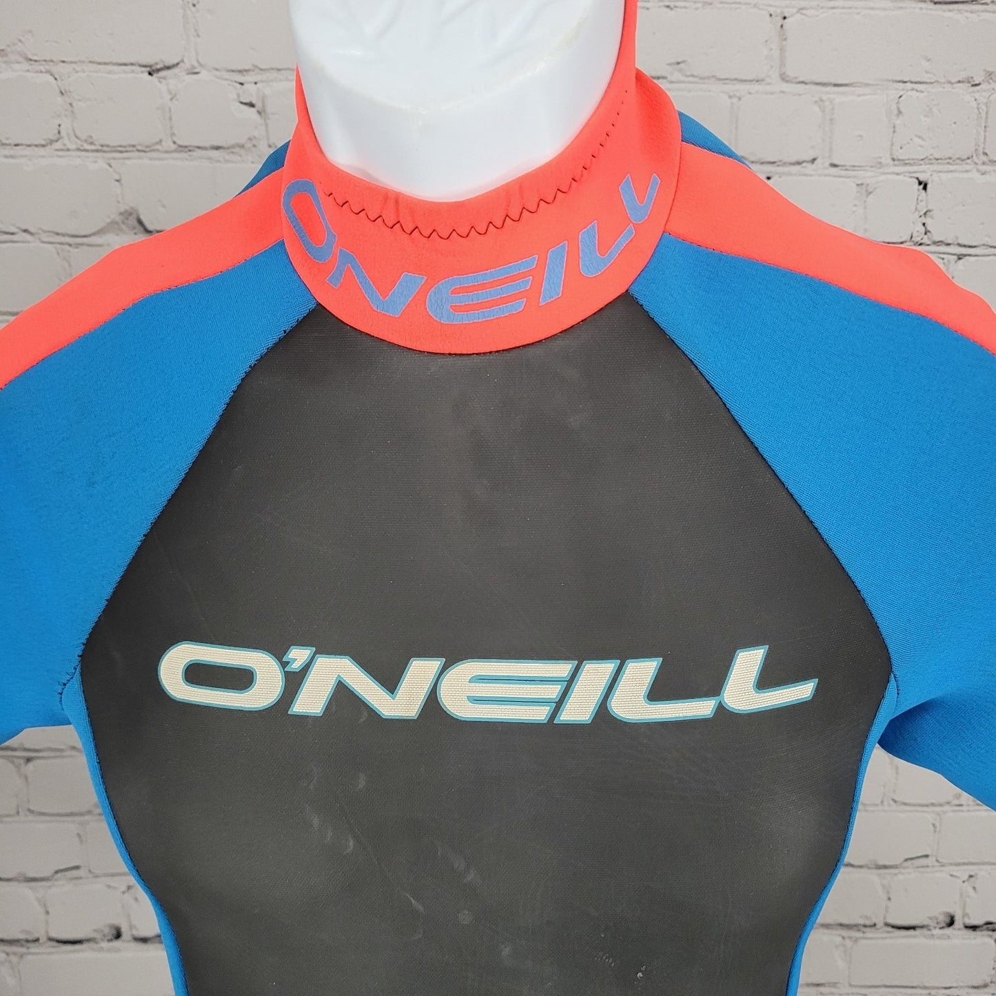 O'Neill Blue Orange Reactor 2:1mm Back Zip Shorty Springsuit Wetsuit USA Small S