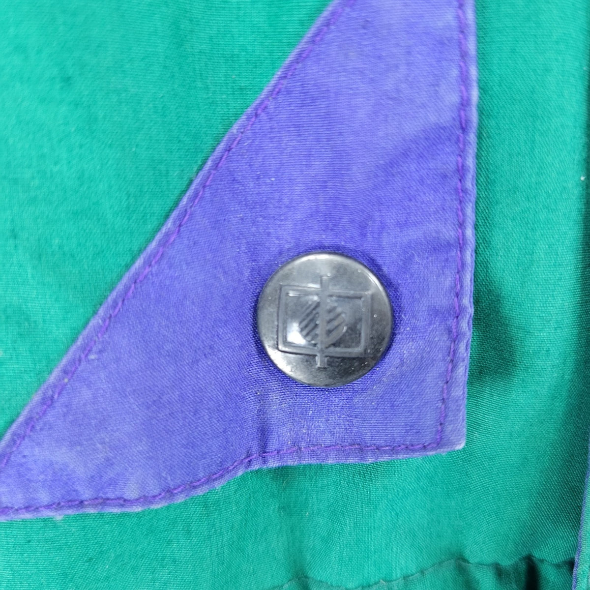 VTG Brambilla Green Purple Down Insulated Hooded Coat France Made Kids 14/16
