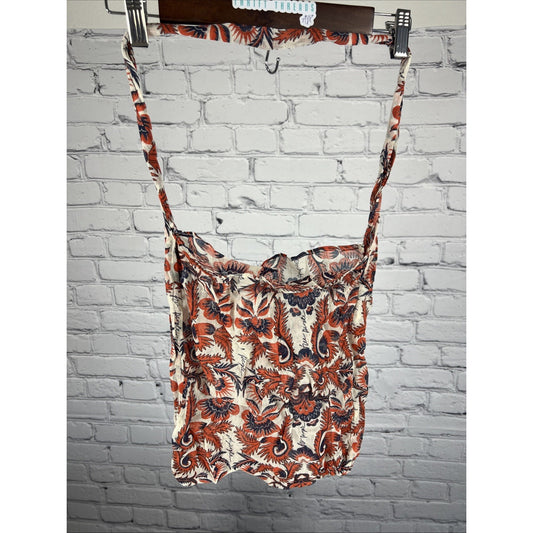 Free People Orange Floral Gauzy Lightweight Reusable Tote Shopping Sling Bag