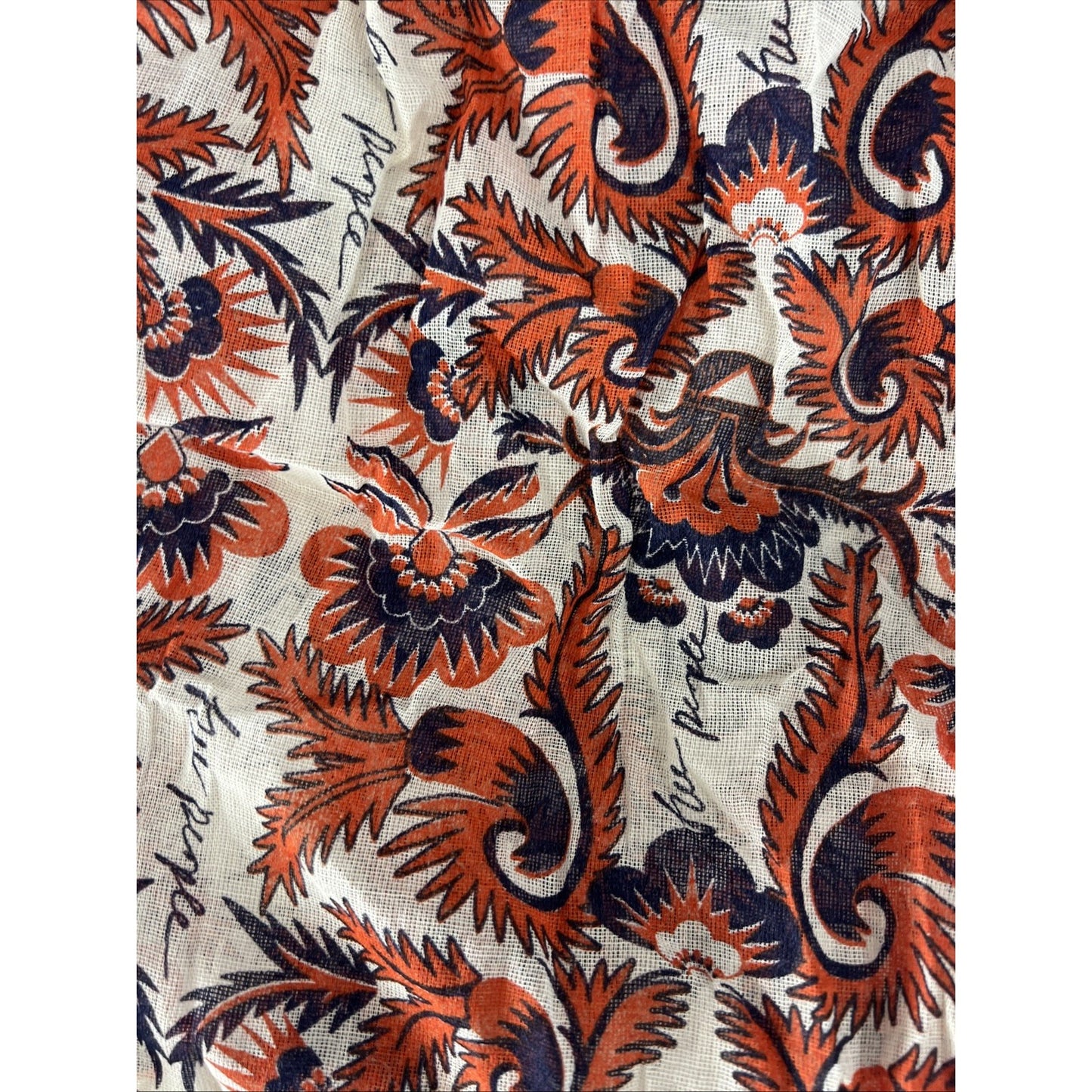 Free People Orange Floral Gauzy Lightweight Reusable Tote Shopping Sling Bag