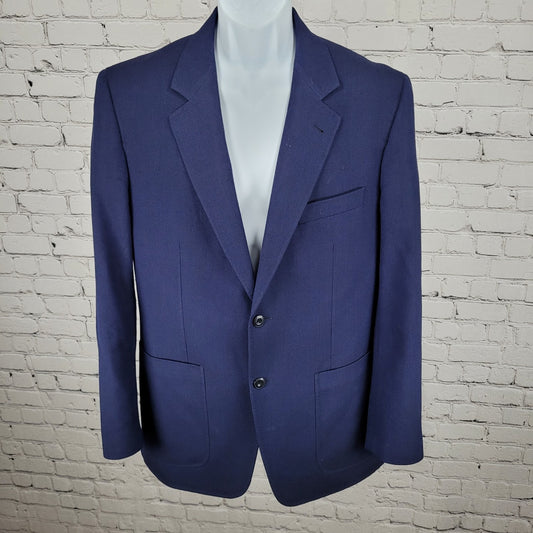 Saks Fifth Avenue Blue 100% Wool 2 Button Notch Blazer Sport Coat Size Medium M