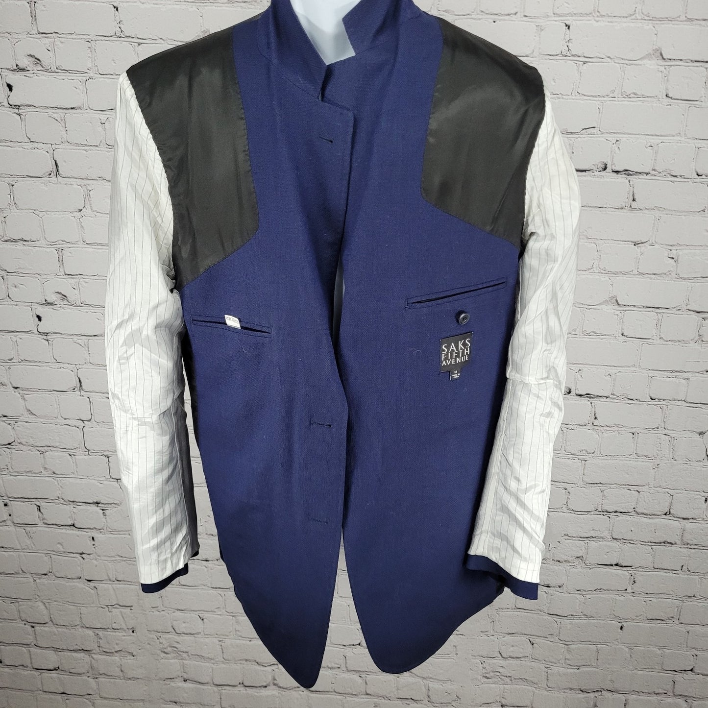 Saks Fifth Avenue Blue 100% Wool 2 Button Notch Blazer Sport Coat Size Medium M