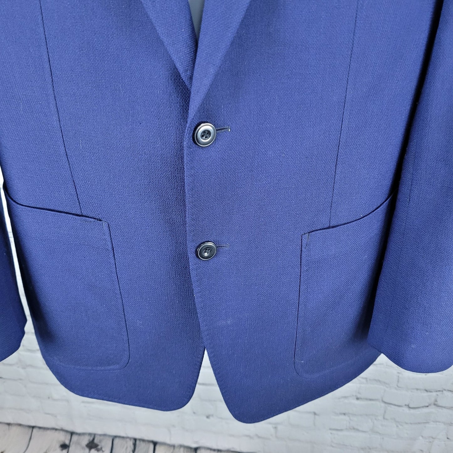 Saks Fifth Avenue Blue 100% Wool 2 Button Notch Blazer Sport Coat Size Medium M