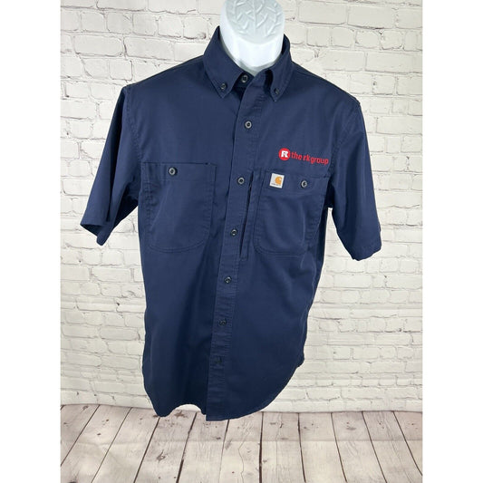 Carhartt Blue Short Sleeve Button Up Zipper Pocket Collared Men’s Work Shirt S