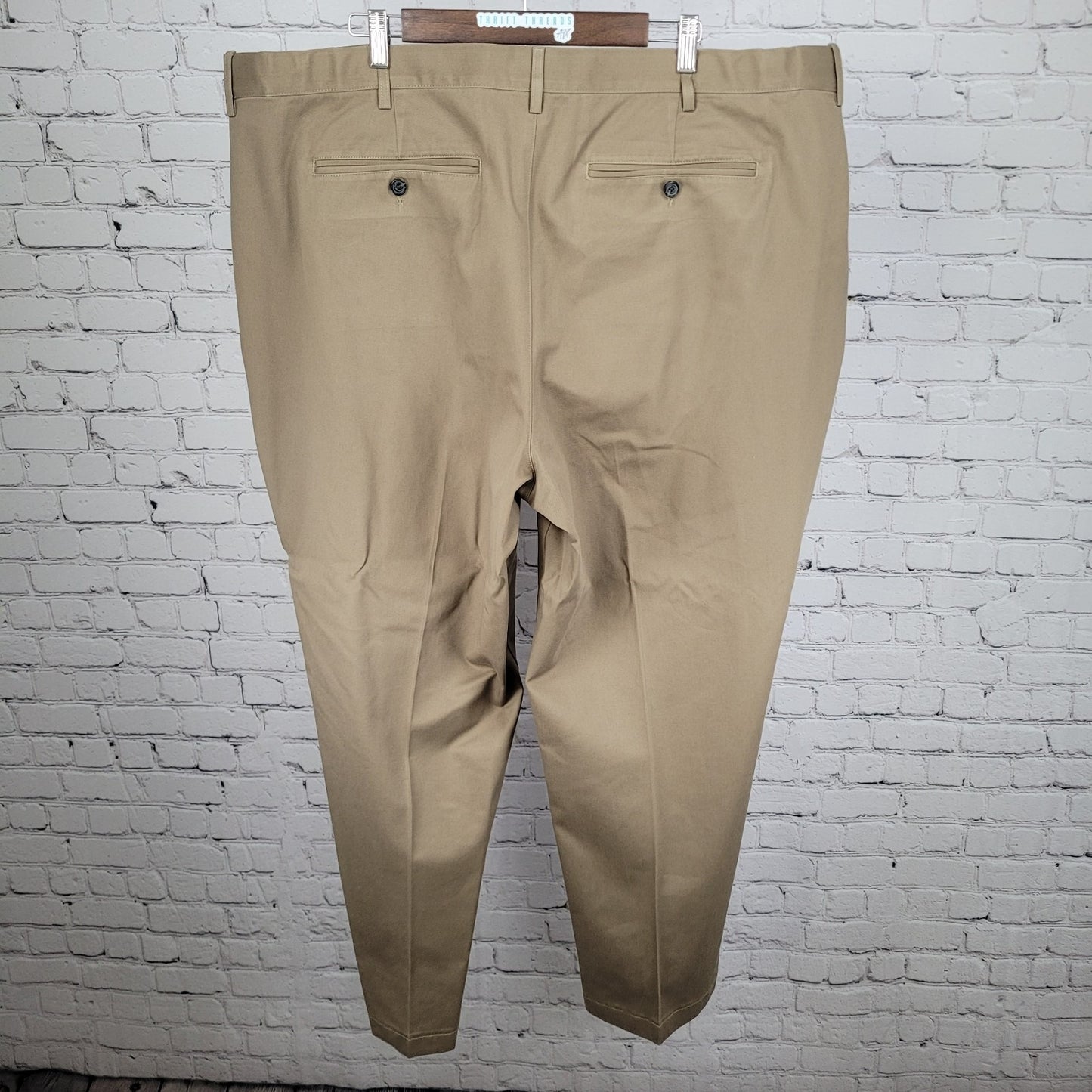 Lands' End Tan 100% Cotton Traditional Fit Straight Leg Chino Pants 48/T (48x31)