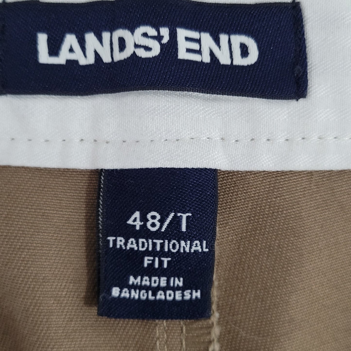 Lands' End Tan 100% Cotton Traditional Fit Straight Leg Chino Pants 48/T (48x31)
