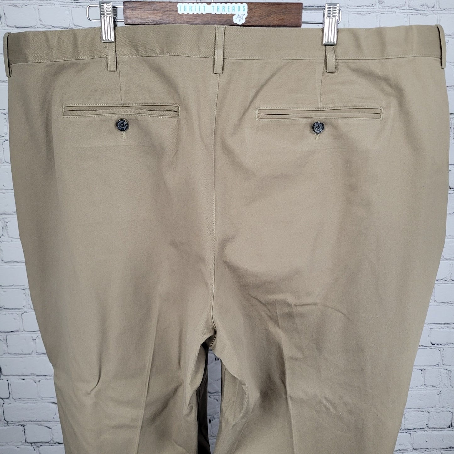 Lands' End Tan 100% Cotton Traditional Fit Straight Leg Chino Pants 48/T (48x31)
